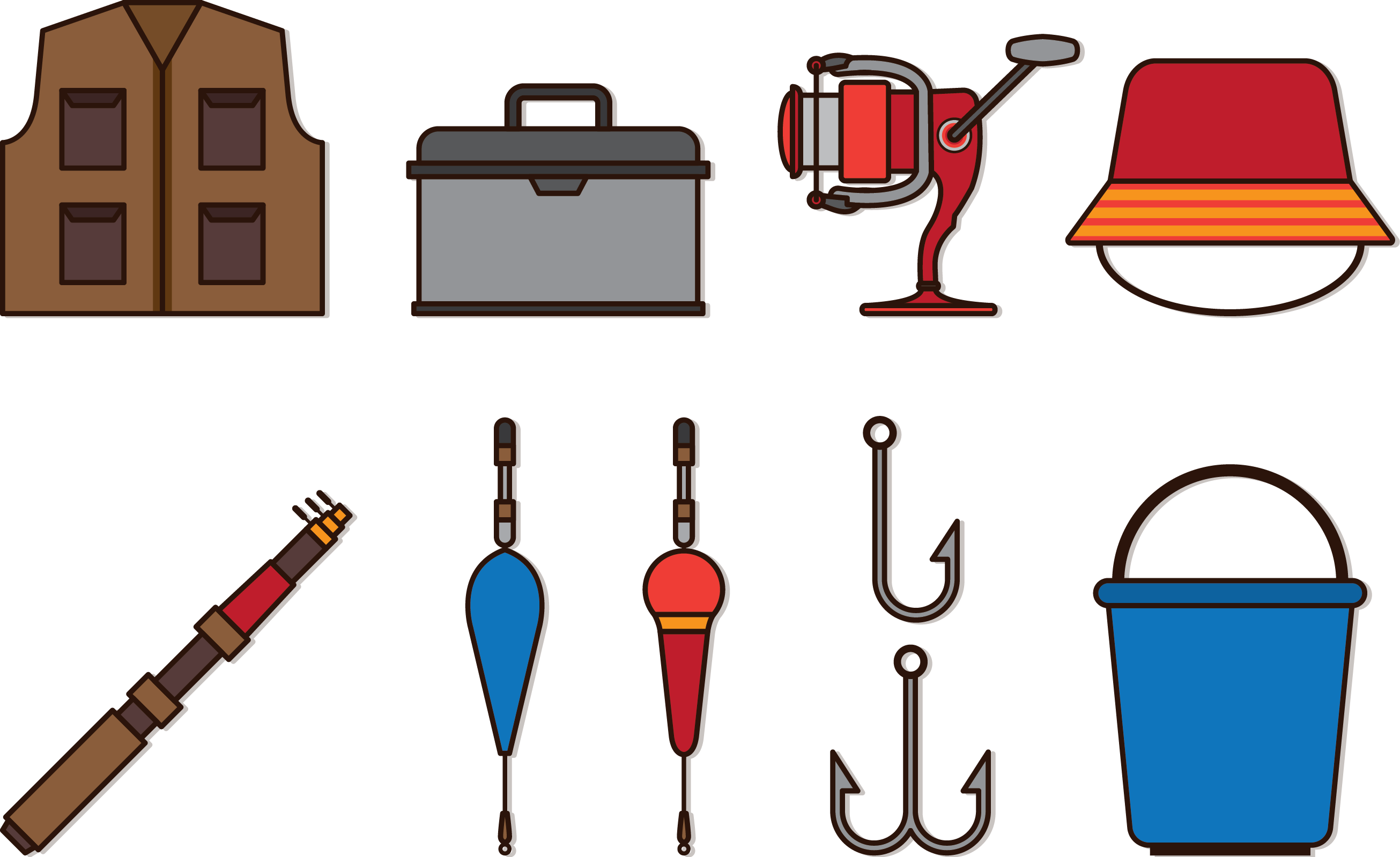 Fly Fishing Angling Hunting - رسم ادوات صيد السمك (2611x1599)