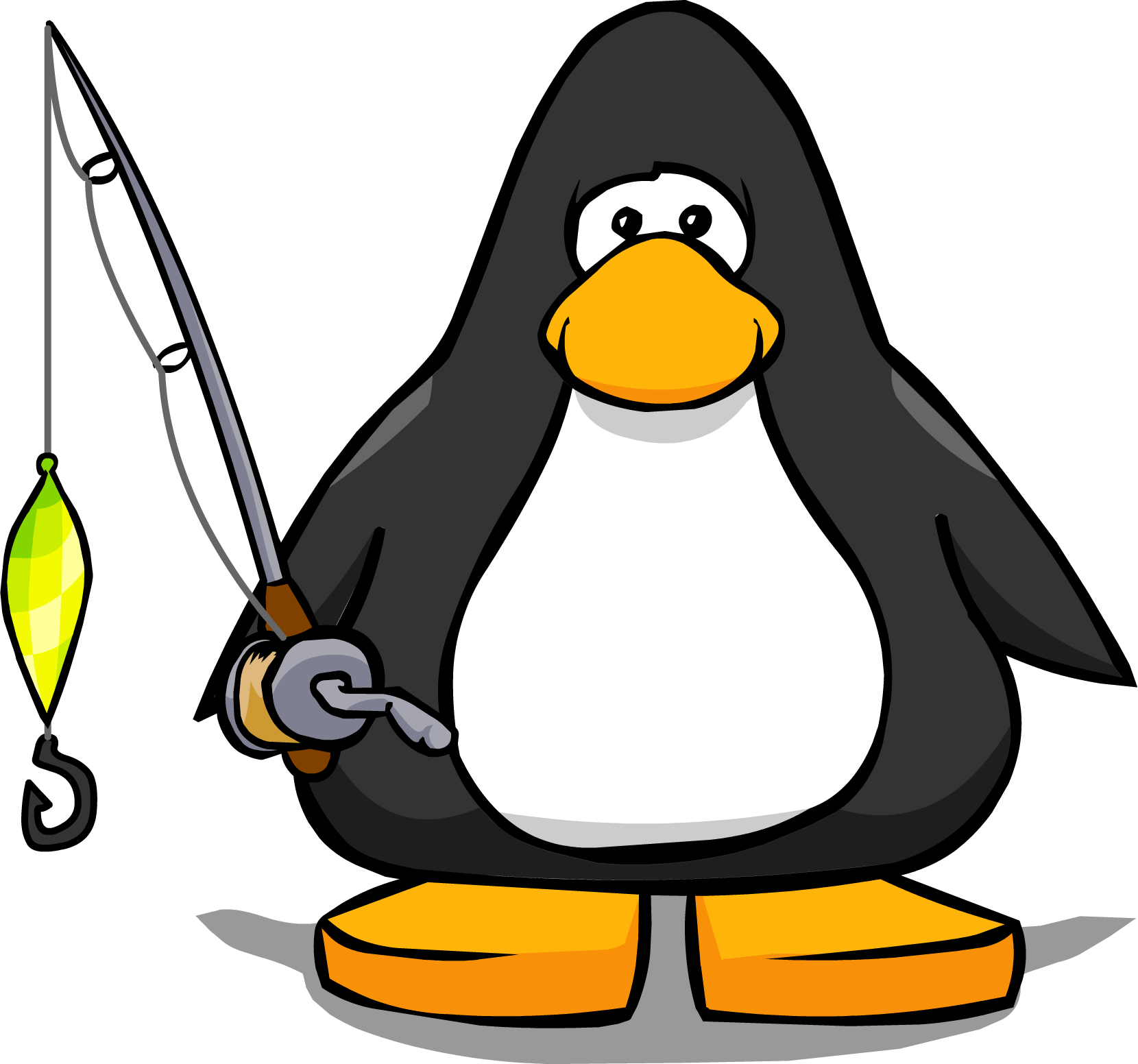 Flashing Lure Fishing Rod From A Player Card - Penguin With A Top Hat (1660x1552)