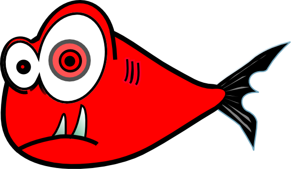 Funky Clipart Black Fish - Black And Red Fish (600x349)