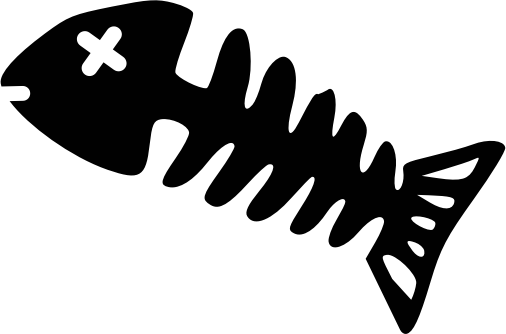 Simple Fish Skeleton Silhouette Clipart - Fish Skeleton Clip Art (506x334)