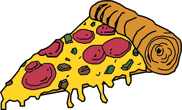 Pizza Cartoon Clipart - Pizza Cartoon (600x364)