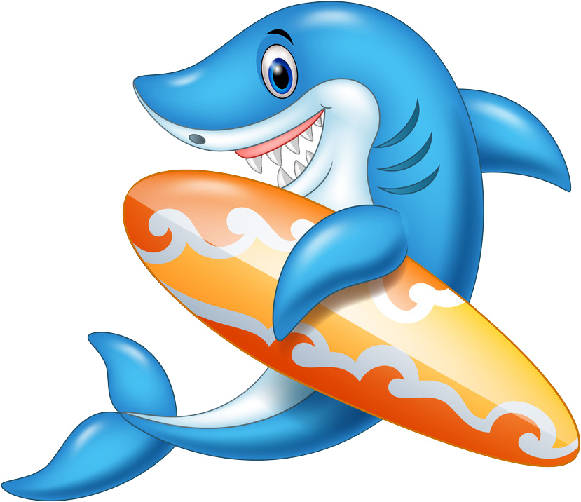 Shark Cartoon Surfboard Illustration - Cartoon Surfboard (1024x874)