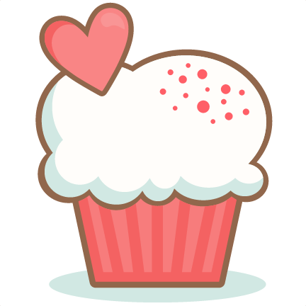 Vanilla Cupcake Clipart Heart - Cute Valentines Day Clipart (432x432)