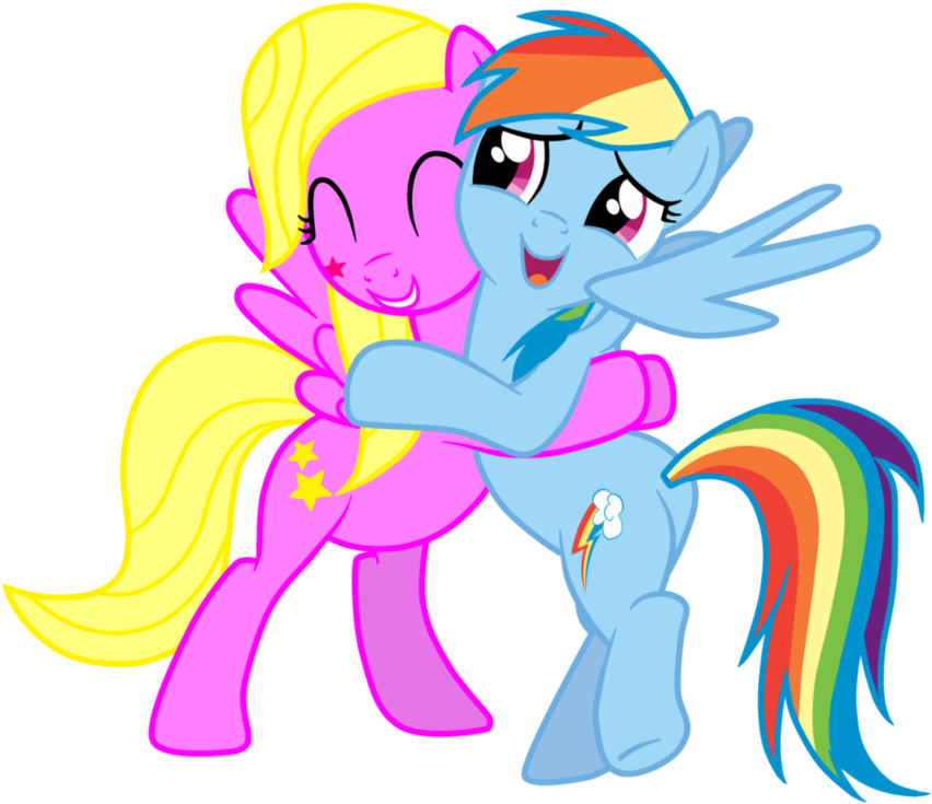 [request] Oc Shooting Star Hugging Rainbow Dash By - Shooting Star Cutie Mark (894x894)