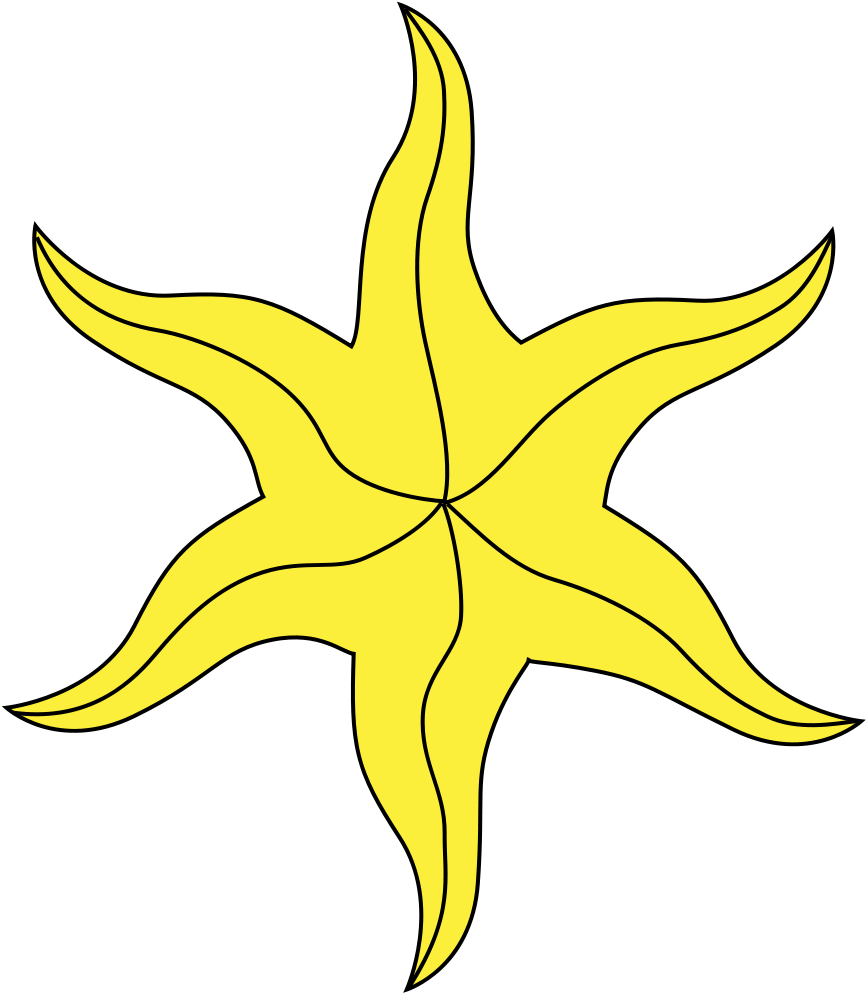 Starfish Template 8, Buy Clip Art - Six Pointed Star Heraldry (1000x1414)