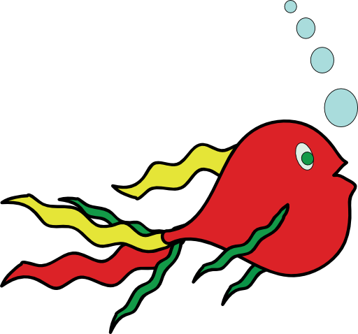 Pretty Big Red Fish - صور سمك كرتون متحركة (512x478)