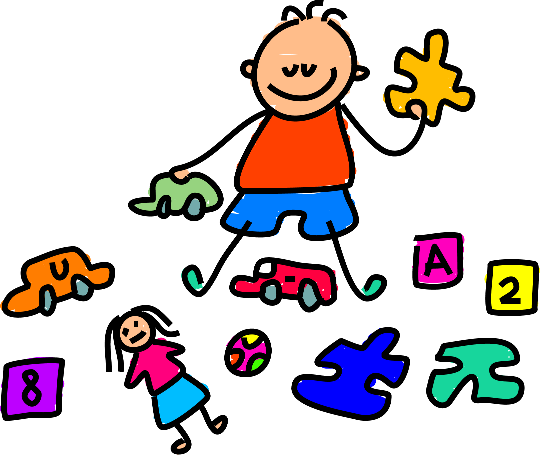School Kids Clip Art - Play With Toys Clipart (2159x1820)