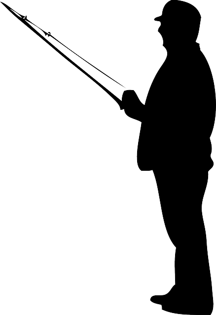 Fishing Rod Clipart Stick Man - Fisherman Silhouette (438x640)