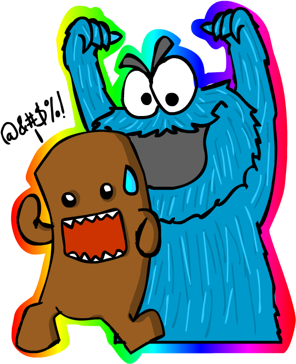 Cookie Monster And Domo By Lil-juan - Domo And Cookie Monster (612x792)