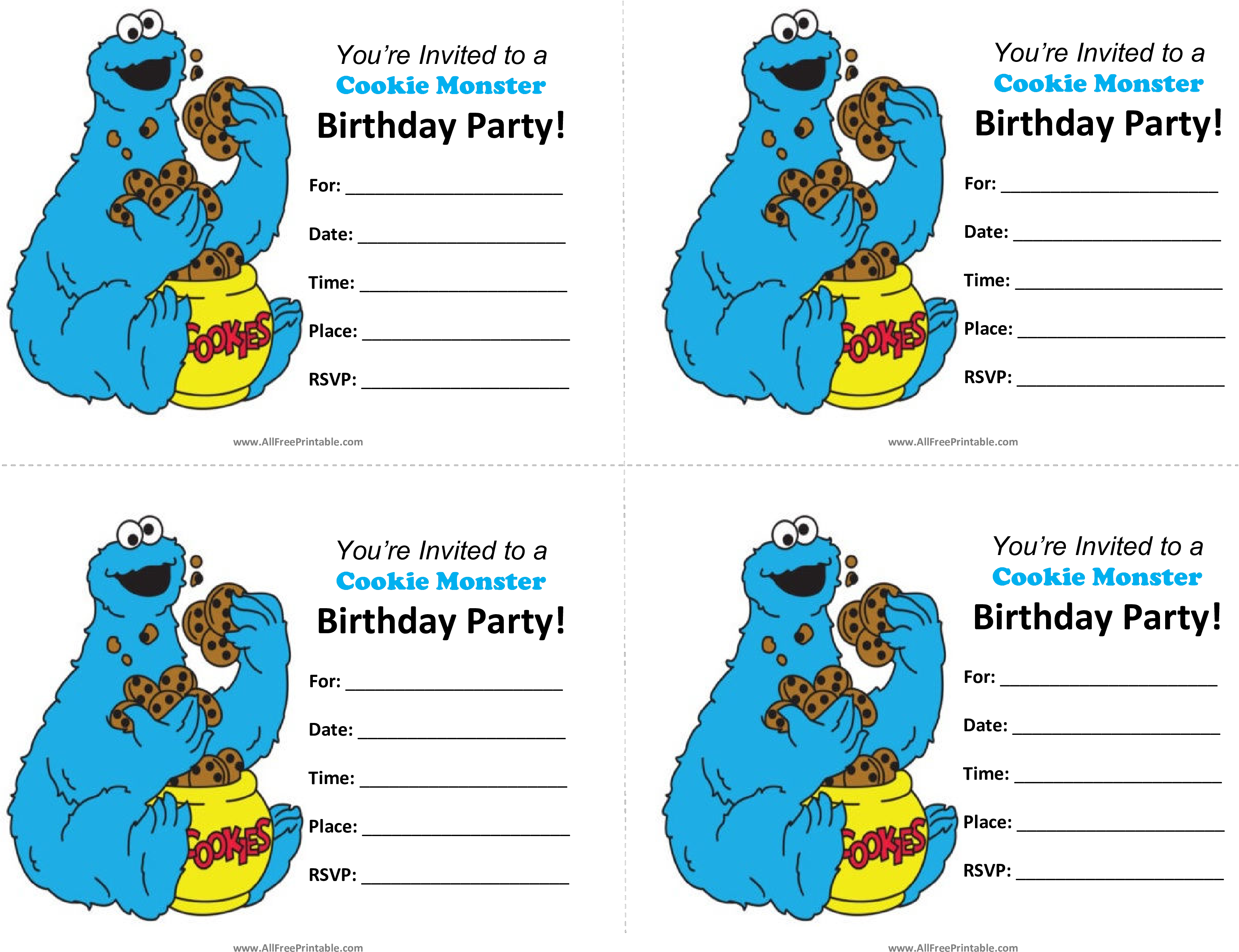 Cookie Monster Birthday Invitations Main Image - Cookie Monster Invitation Template (3300x2550)