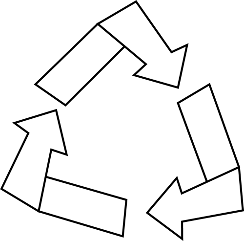 Black And White Recycle Symbol Clip Art - White Recycle Transparent Background Black And White (500x493)