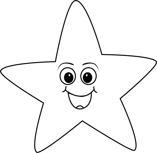 Black And White Happy Face Star Clip Art - Black And White Happy Face (500x487)