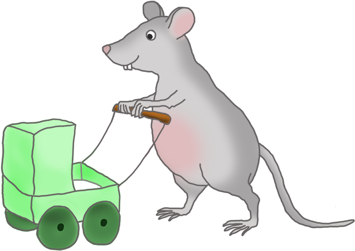 Mouse With Green Pram - Gerbil (735x555)