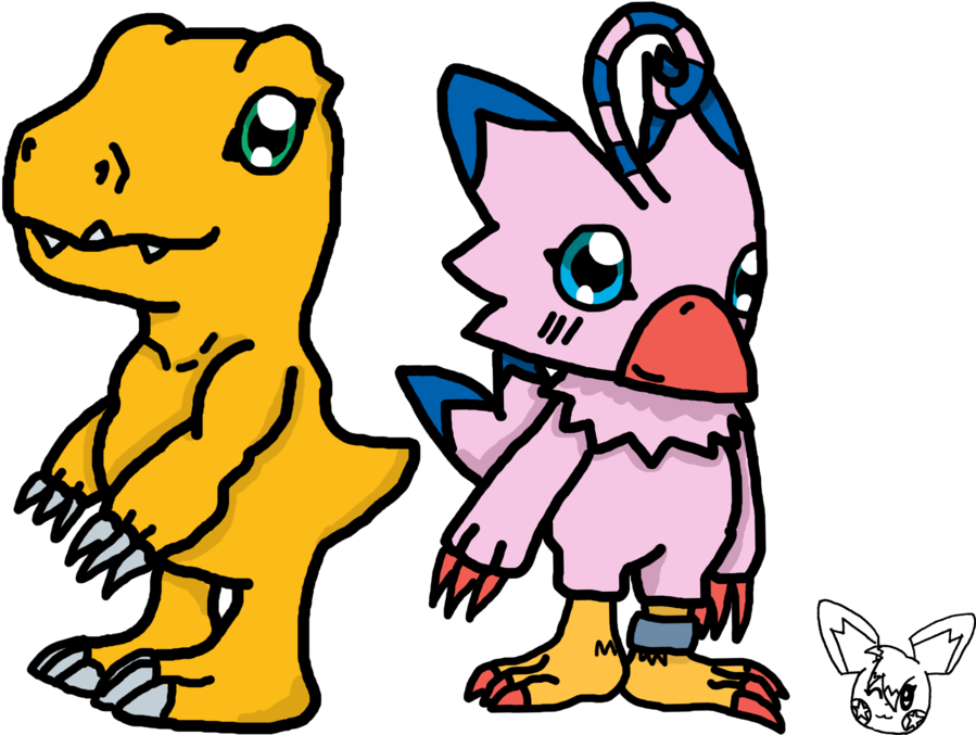 Agumon X Biyomon By Starlight-starfish - Digimon Agumon And Biyomon (1024x724)