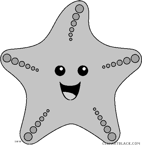 Cute Starfish Animal Free Black White Clipart Images - Starfishclip Art (471x487)