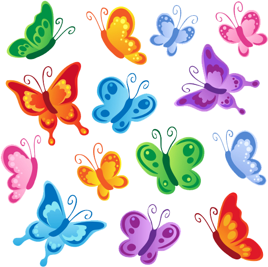 Butterflies Vector Png Clipart - Cartoon Butterflies (545x537)