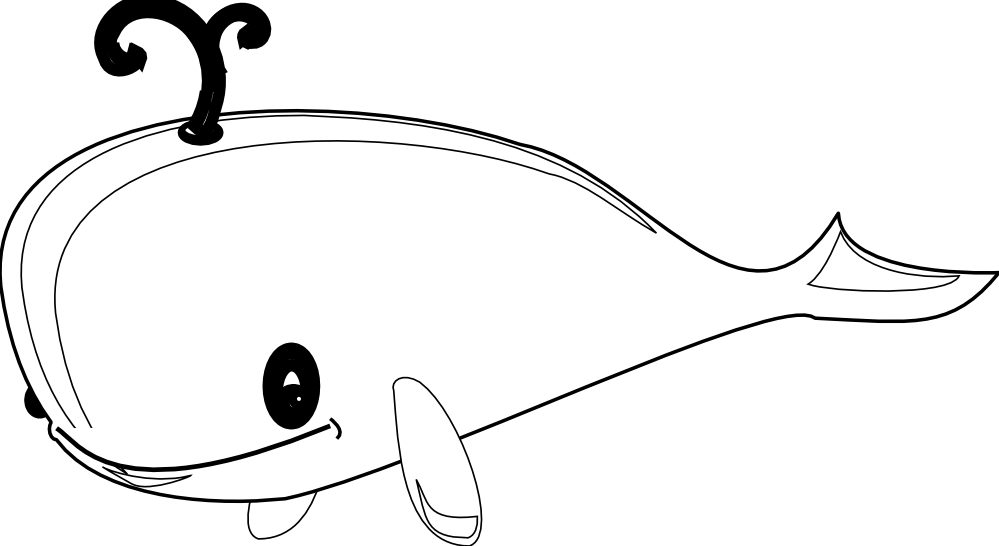 Black And White Sperm Whale Beluga Whale Clip Art - Coloring Book (999x546)