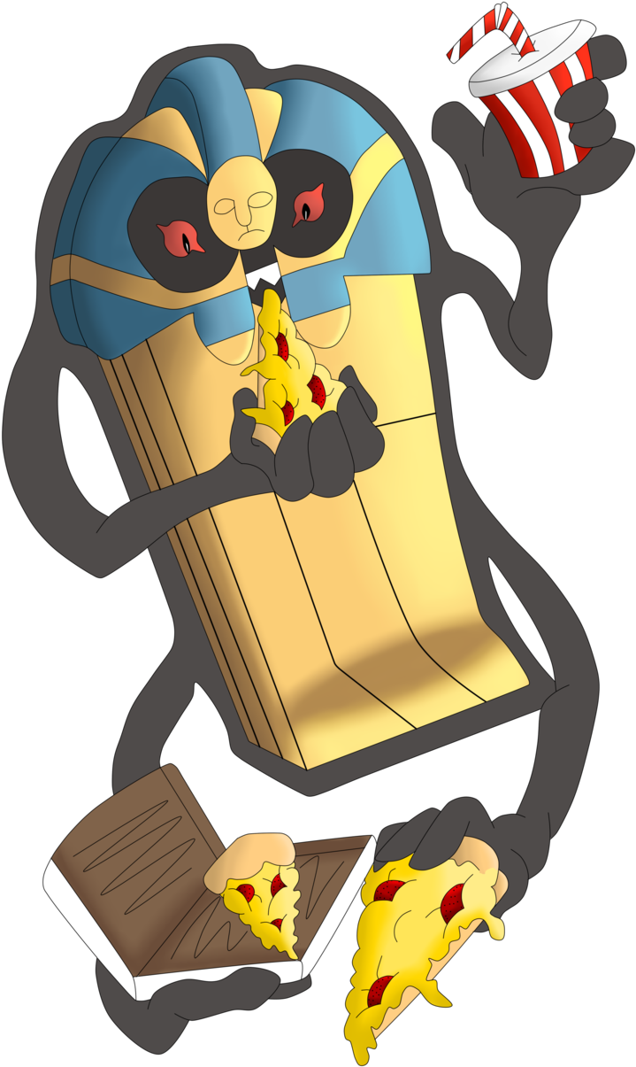 Cofagrigus Eating Pizza Coloured By Lunastralis - Cartoon (900x1212)