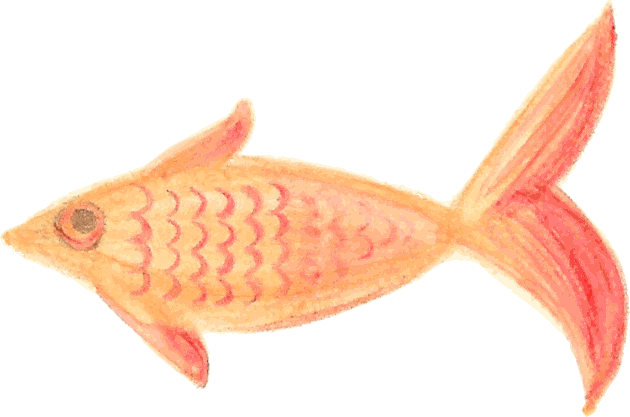 Fish Orange Patterned Traced - Fish Painting Png (2400x1590)