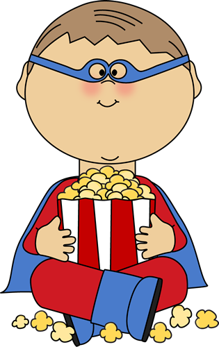 Cute Super Hero Clip Art - Popcorn Word Search (315x500)