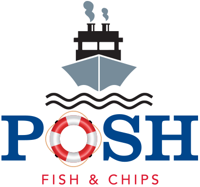 Posh Fish And Chips Shop In Peterborough - Fish And Chip Shop Logo (411x385)