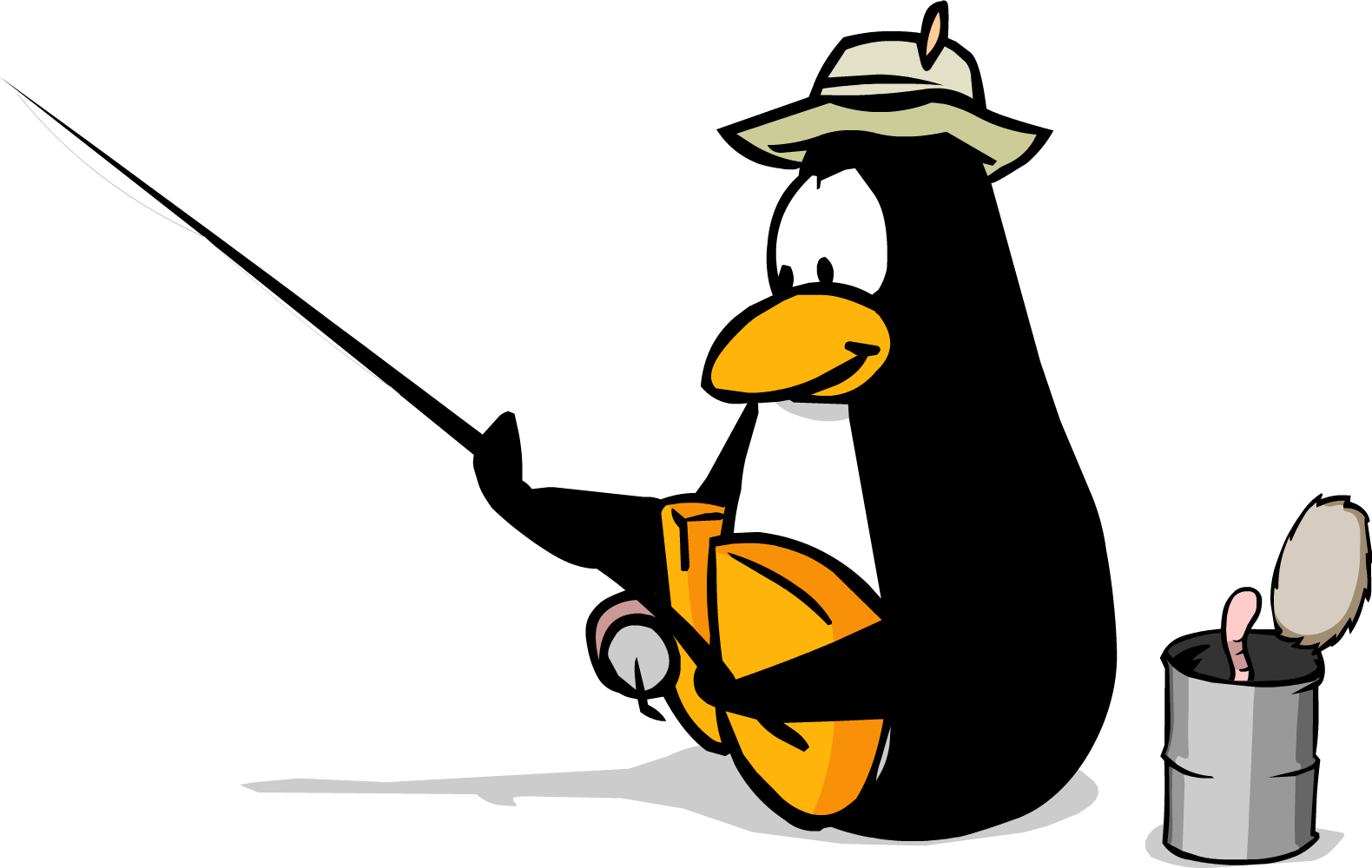 Ice Fishing Dark Black Penguin - Club Penguin (1580x1000)