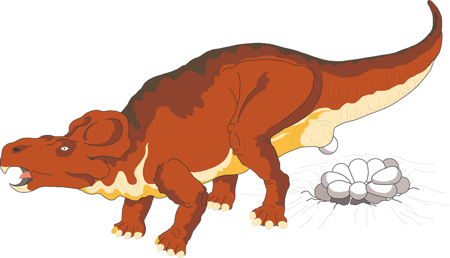 Extinct Clipart Triceratops - T Rex Laying Eggs (900x516)