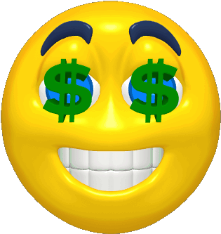 Money Eyes - Smiley Face With Money (350x350)