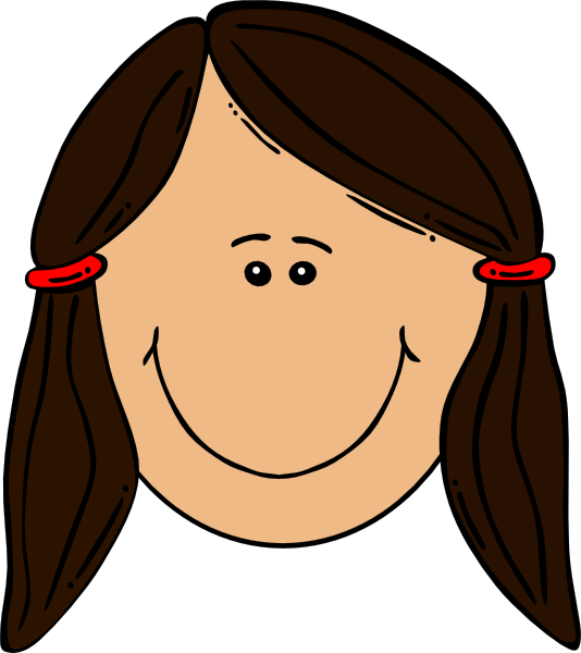 Brown Haired Girl At Computer Clipart - Cartoon Girl With Black Hair (534x600)