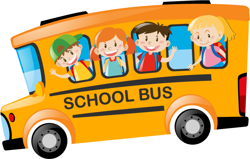 About Image About Image - Children Riding On School Bus In Morning Illustration (952x554)
