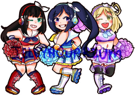Third Year Cheerleaders ☆ - Love Live Chibi Transparent Cheerleader (500x351)