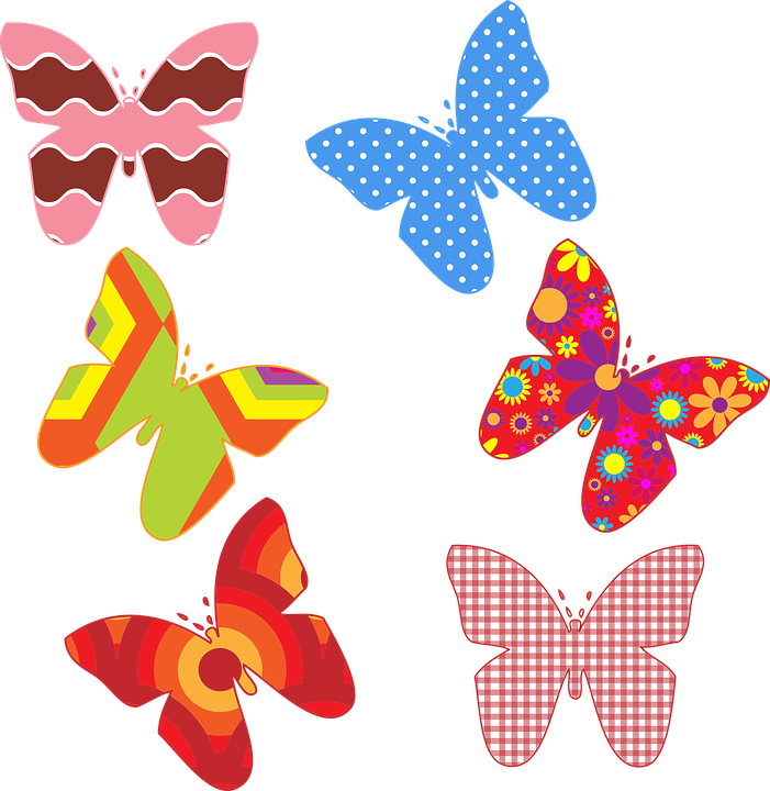 Rainbow Butterfly Cliparts 10, - Set Of Butterflies Clipart (701x720)