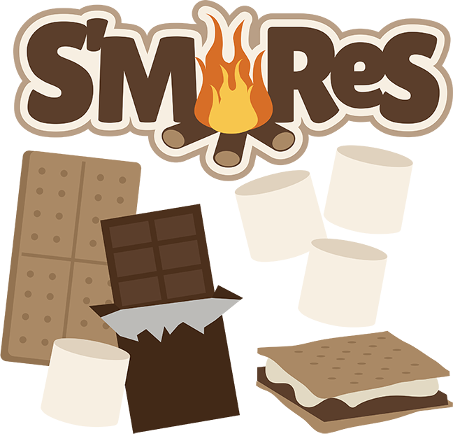 S&black And White Clipart - S Mores Campfire Clipart (648x623)