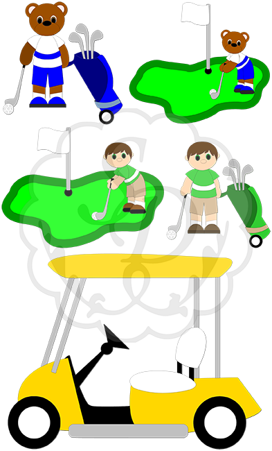 Golf Boys And Bear Set - Golf Boys And Bear Set (393x650)
