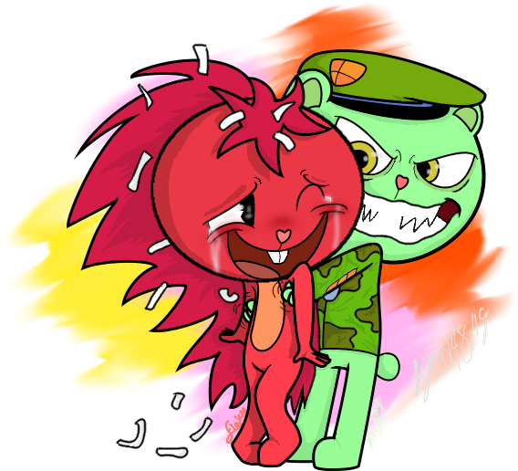 Fliqpy Tickles Flaky By Shadowart35-d7vv2y6 - Happy Tree Friends Tickle (648x666)