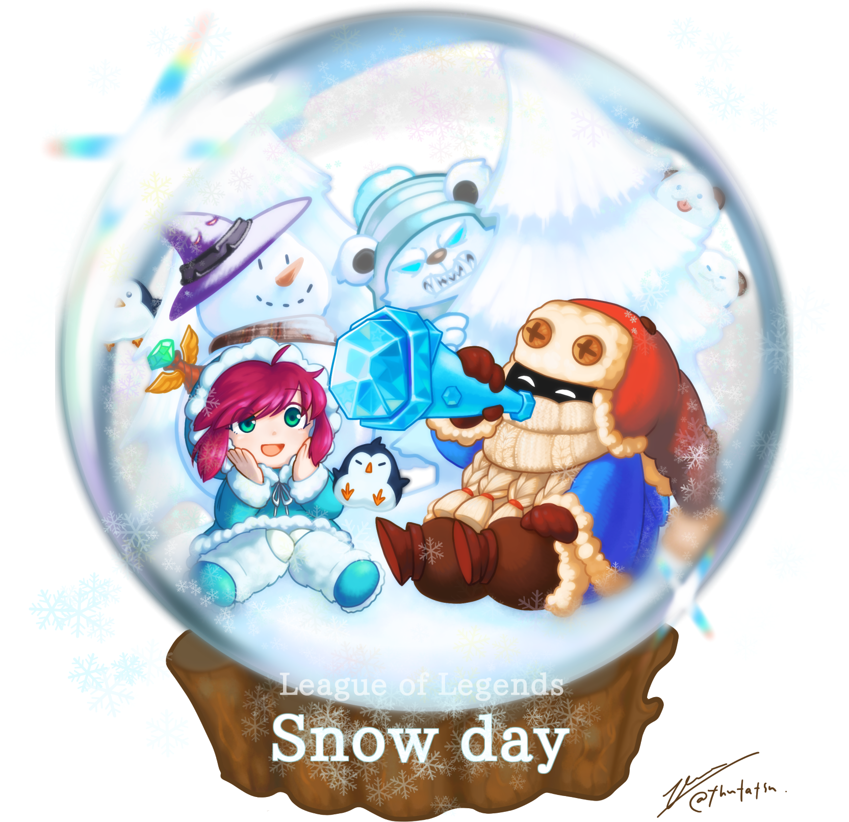 Annie And Bird's Snow Globe By Thutatsu - Cartoon (1700x1700)