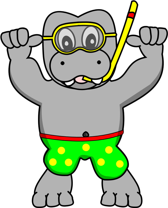 Clipart - Snorkelinghippo - Hippo Snorkeling (800x800)