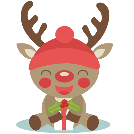 Christmas Reindeer Scrapbook Cut File Cute Clipart - Cute Christmas Reindeer Clipart (432x432)