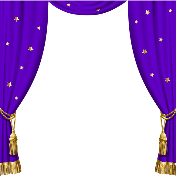 Transparent Purple Curtains With Gold Tassels And Stars - Purple Curtains Transparent (579x600)