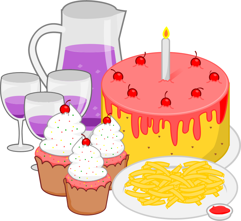 Birthday Celebration Clipart 12, - Party Food Clipart (800x732)