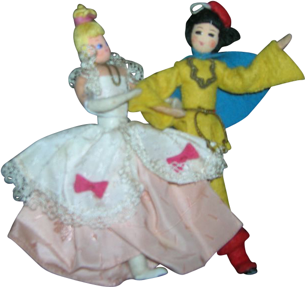 Vintage German Baps Dolls Of Cinderella And Prince - Figurine (611x611)