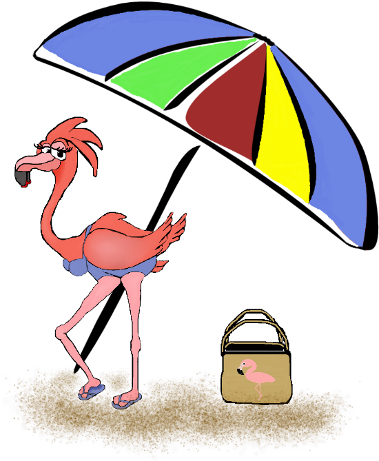 This Flamingo Likes To Have Fun In The Sun Too - Cartoon (669x680)