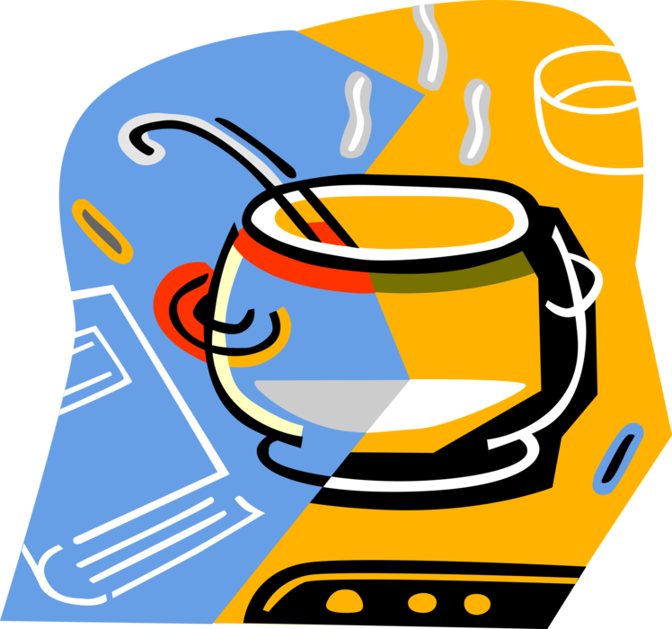 Vector Illustration Of Soup Pot With Ladle Cooking - Soup (748x700)