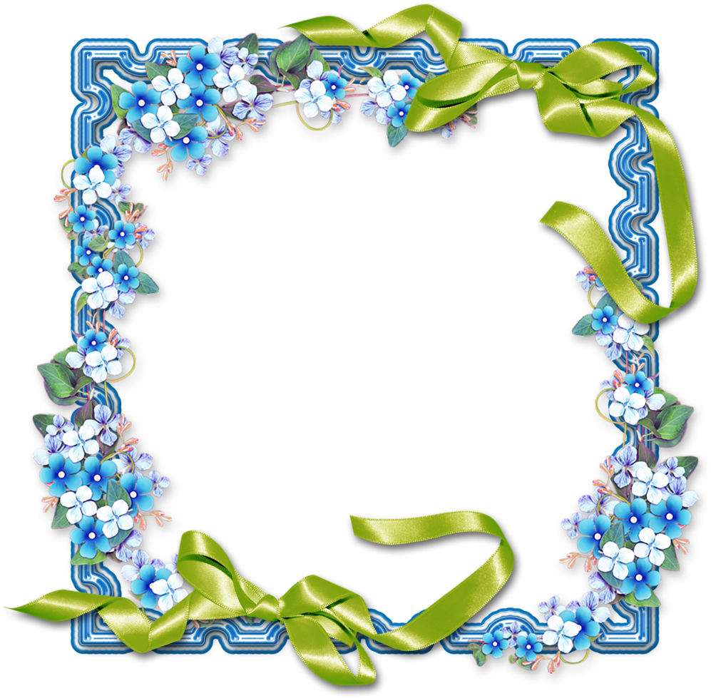 Фото, Автор Bzikolya На Яндекс - Blue Transparent Png Flower Frame (1024x1024)