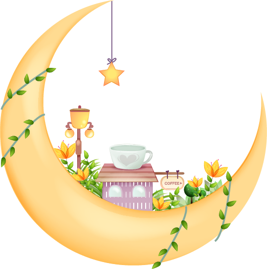 Cute Cartoon Moon Ship Vines - Cute Cartoon Moon Ship Vines (539x543)