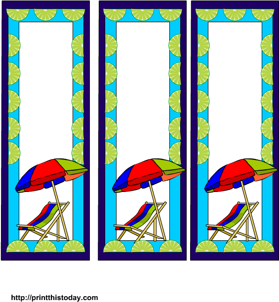 Beach Chair And Parasol Bookmarks - Child (612x792)