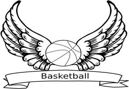 Coloring Trend Medium Size Basketball With Wings Clip - Angel Wings (476x333)
