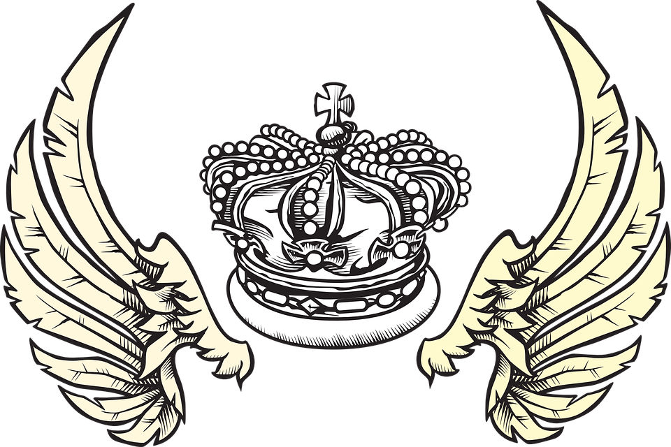 Drawing, Sketch, Queen, Angel, Wing, Elements, Crown - Custom Crown Throw Blanket (1280x853)