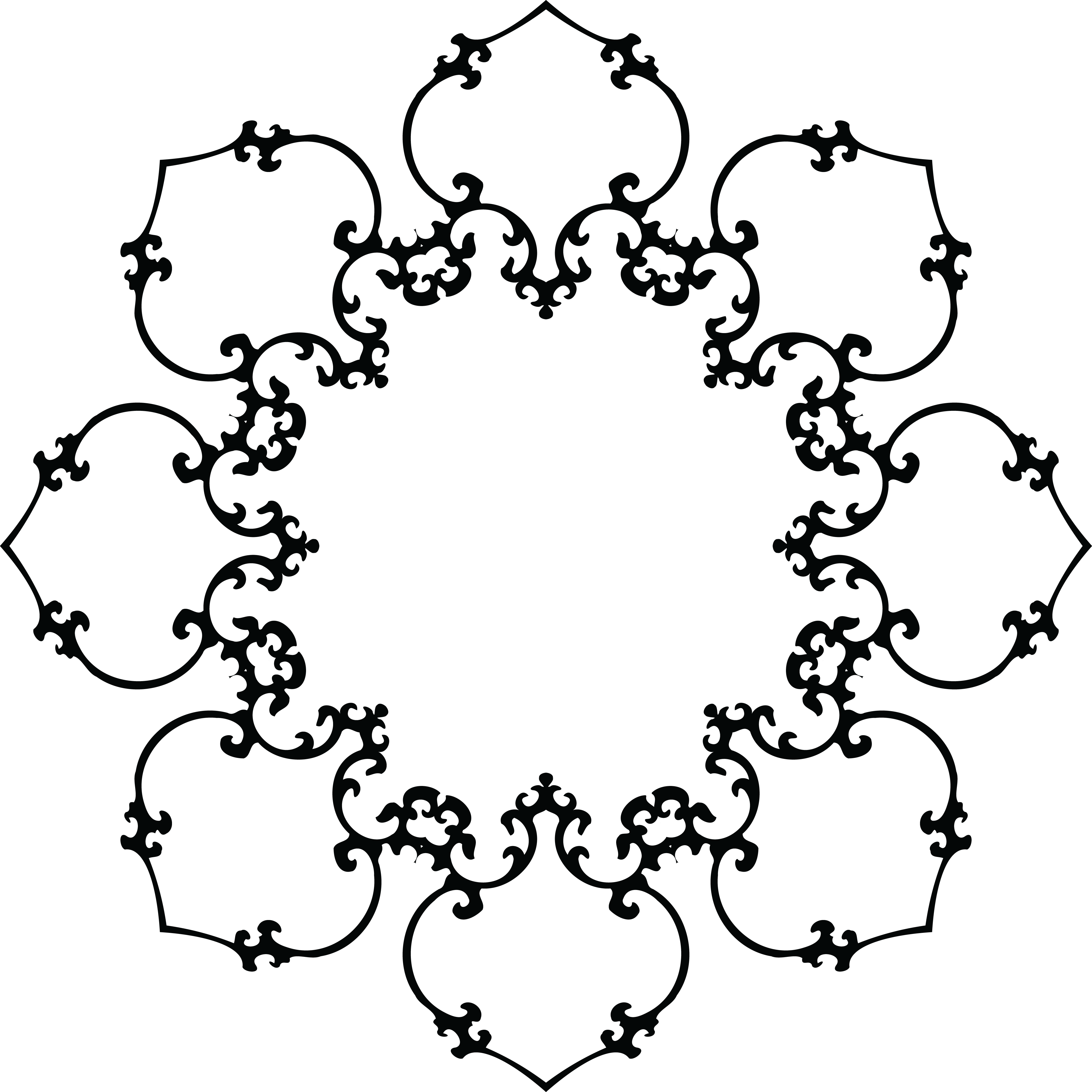Free Clipart Of A Fancy Floral Frame Black And White - White (4000x4000)