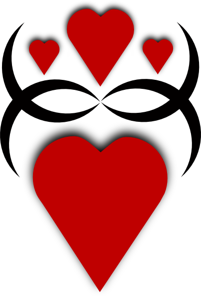 Black And White Heart Clip Art - Red & Black Hearts (402x597)
